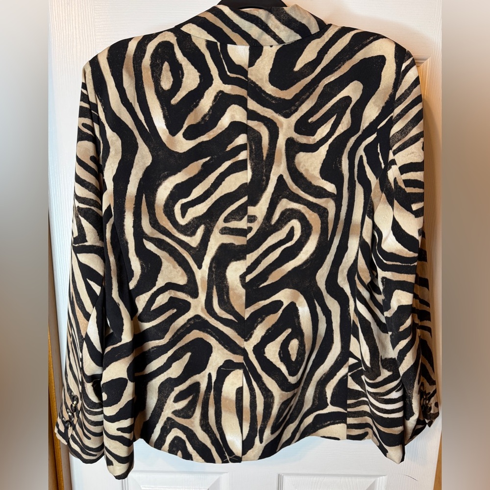 Chico's Brown Black and Tan Zebra Print Jacket/Blazer Size: 3 (XL) - Picture 10 of 15